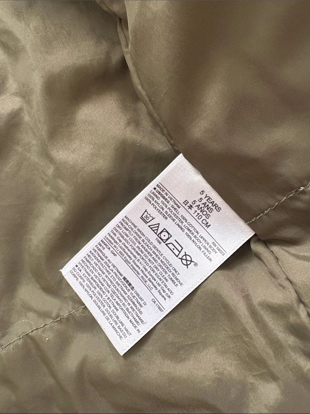 Baby GAP Olive Green Hooded Kids Field Jacket